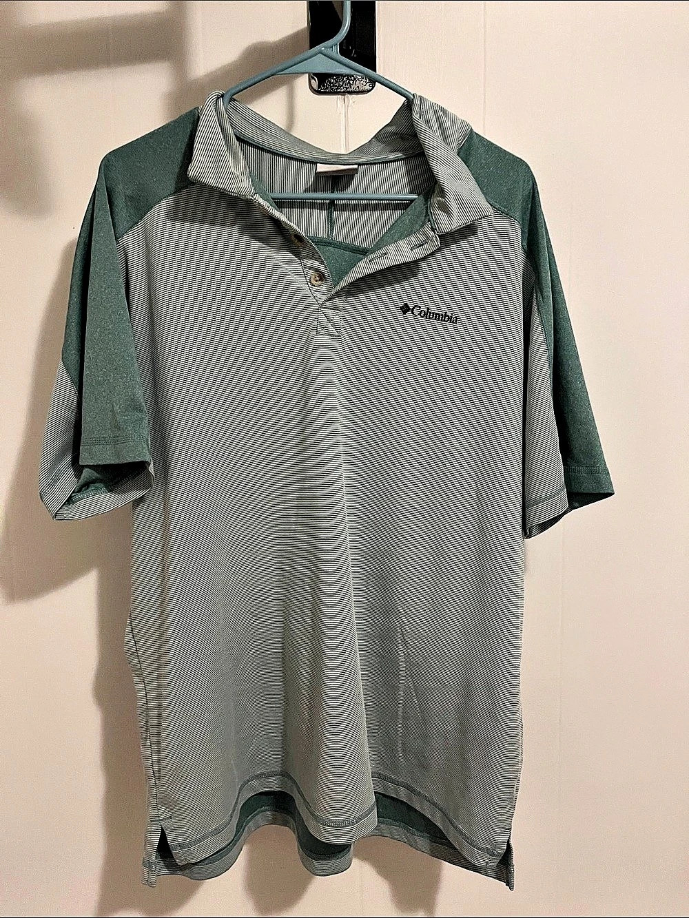 Columbia Men's Short Sleeve Polo Green & Gray XL